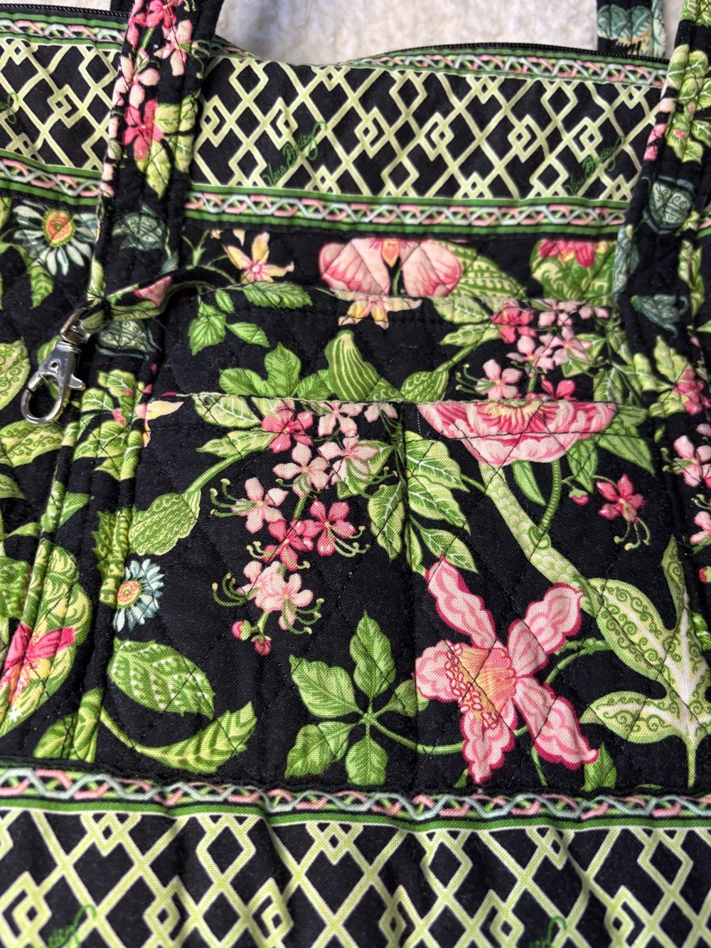 Vera Bradley Green Botanica Vintage Quilted Shoulder Tote Bag - Picture 8 of 14